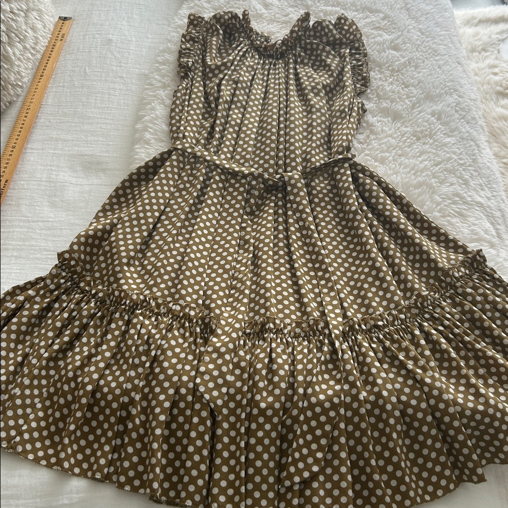Zimmermann Mustard Polka Dot Mini Silk Dress XS revolve